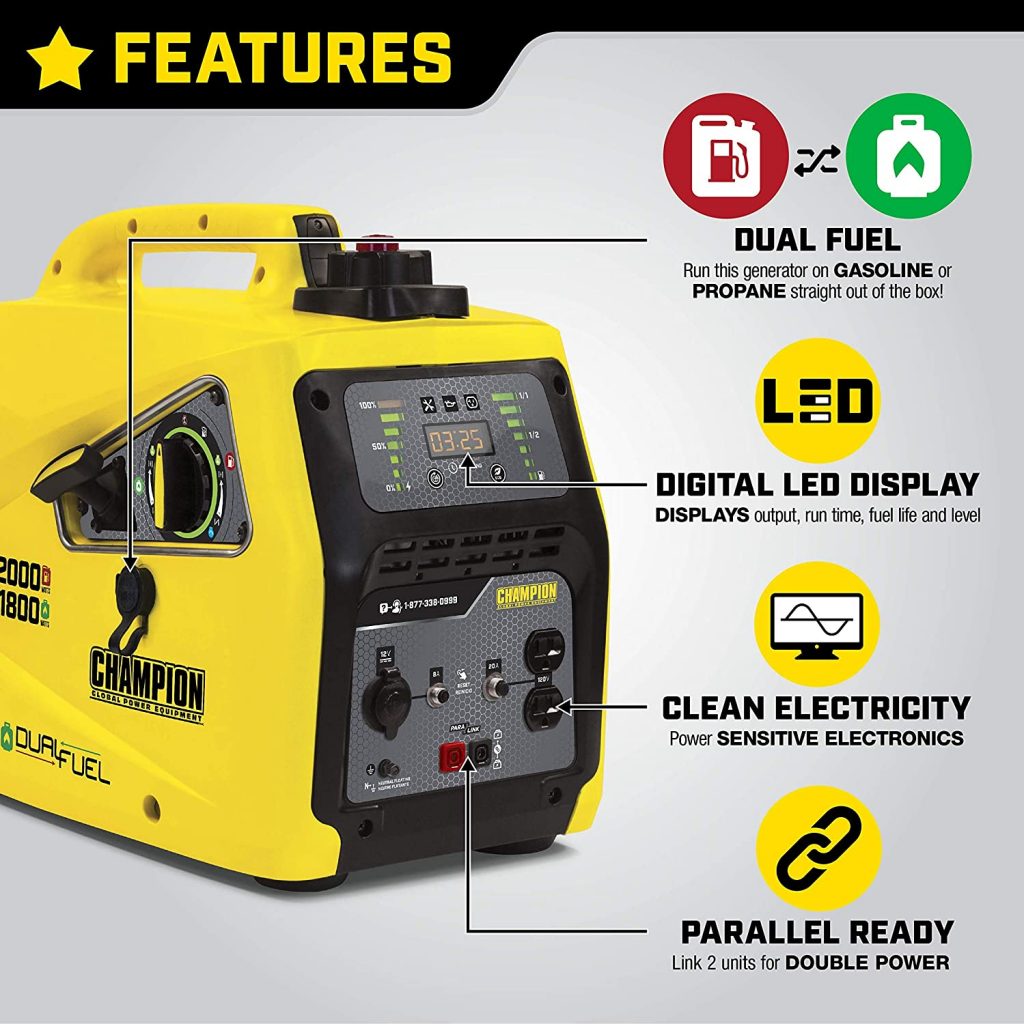 Champion Power Equipment 100402 2000-Watt Dual Fuel Portable Inverter Generator